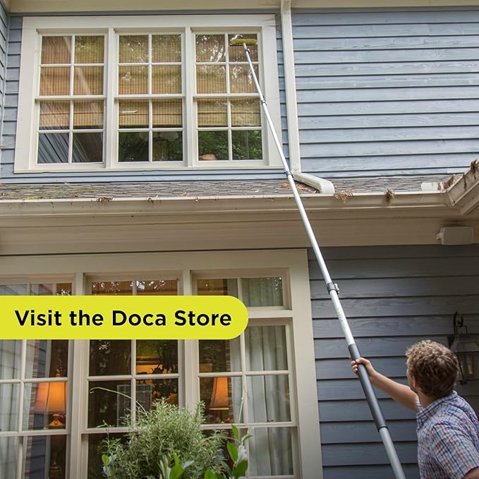DOCA Telescoping Pole 6-24 Ft - Extension Pole for Cleaning, Feather Duster, Window Washing Kit, Paint Roller, Window Squeegee - High Reach Extendable Kit for Indoor & Outdoor - Squeegee Scrubber