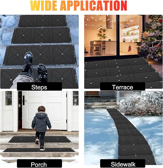 20" x 60" Heated Snow Melting Mat, 7mm Thickening Anti-Slip Rubber Snow and Ice Melting Mat, Electric Winter Heating Mat for Outdoor Steps,Stairs,Sidewalks,Walkways (Pack of 1)