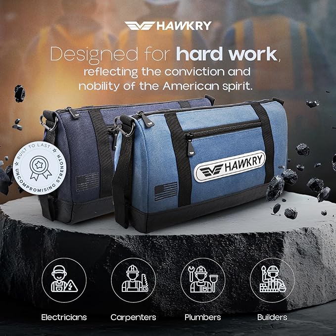 HAWKRY Heavy Duty Canvas Tool Bag Set of 4 โ Waterproof Canvas Zipper Pouch, Garden Tool Bag, Construction Bags Heavy Duty, Small Zipper Pouch, Motorcycle Tool, Multipurpose Fishing Bag