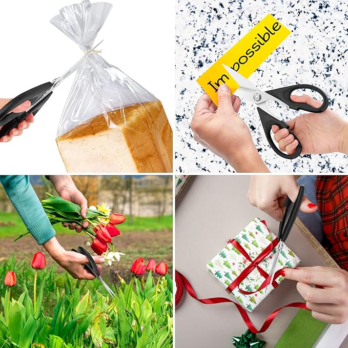 iBayam All Purpose Kitchen Scissors, Kitchen Shears with Protective Sheath Durable Stainless Steel Sharp Scissors, Dishwasher Safe, Soft Grip Handle for Cooking Food Herb Pizza Salad Seafood, 8.5 Inch