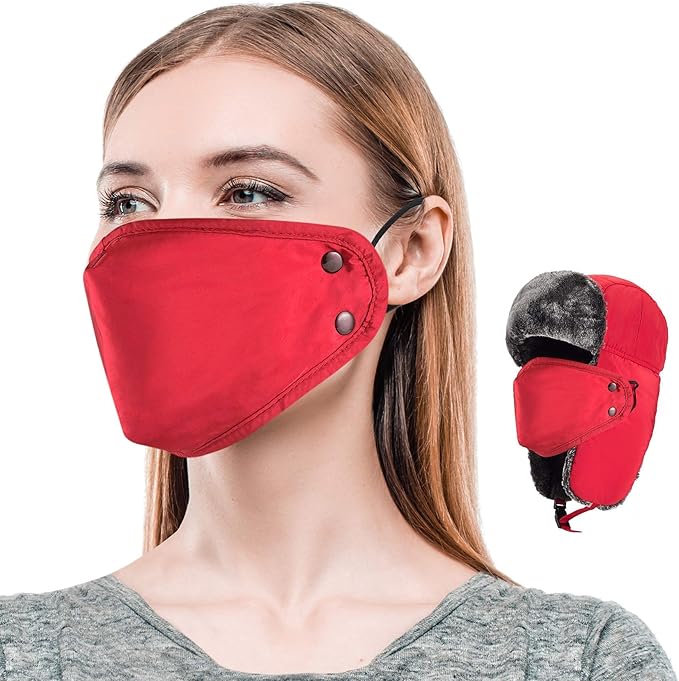 mysuntown Winter Hats for Women Men Trapper Ushanka Hat with Ear Flaps Warm Russian Bomber Hats for Cold Weather