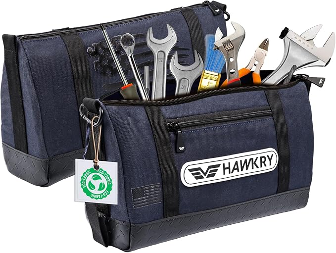 HAWKRY Heavy Duty Canvas Tool Bag โ Waterproof Canvas Zipper Pouch, Garden Tool Bag, Construction Bags Heavy Duty, Small Zipper Pouch, Motorcycle Tool, Multipurpose Fishing Bag