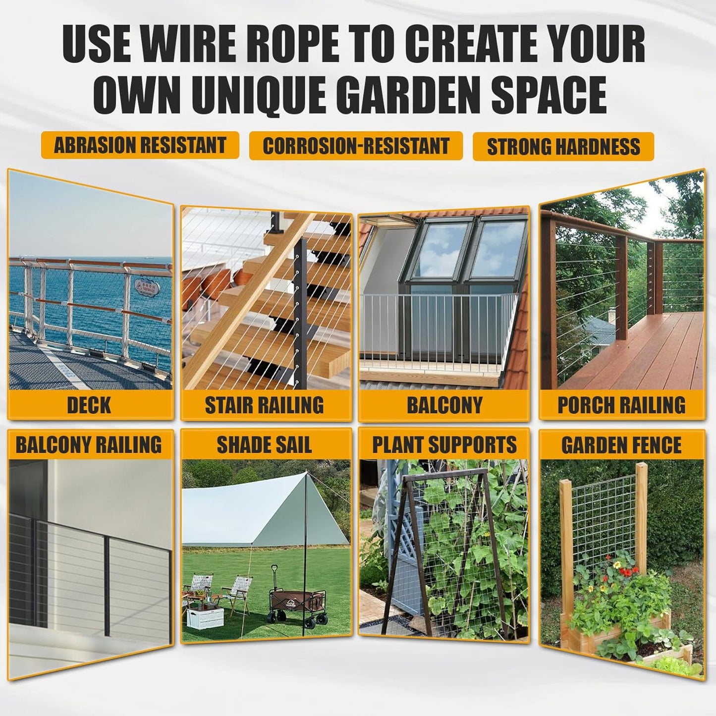 1000FT 1/8" Stainless Steel Cable Wire Rope with Cutter, Cable for Deck Railing, 1800 lb Breaking Strength 7x7 Strands, T316 Aircraft Cable for Stair, Fence, Porch