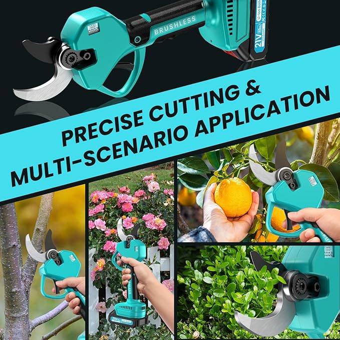 Electric Pruning Shears Cordless Pruner Shears Brushless 2.6 Inch Opening size Compatible with Makita batteries with 2 * 2Ah Battery Pruning Shears Garden Tool for Tree Trimming. Branch Cutter