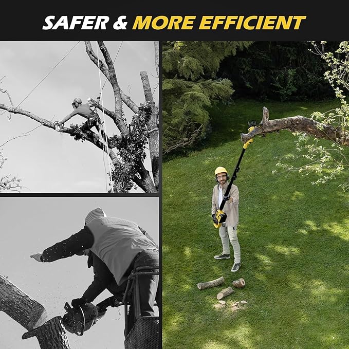 Electric 2-in-1 Cordless Pole Saw & 6" Chainsaw, Brushless Pruning Saw with 3.0Ah Battery, 15-Foot Reach Extendable Tree Trimmer for High Branch Pruning & Limb Cutting