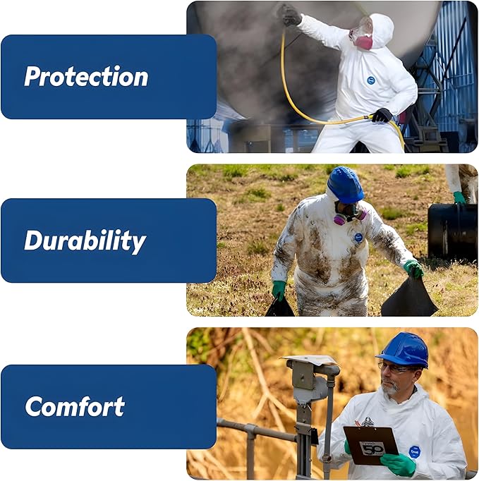 DuPont Tyvek 400 TY127S Disposable Protective Coverall with Respirator-Fit Hood and Elastic Cuff, White