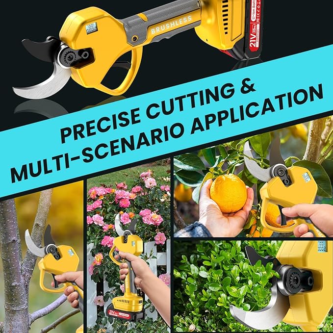 Electric Pruning Shears Cordless Pruner Shears Brushless 2.6 Inch Opening Size with 2 * 2Ah Battery Pruning Shears Garden Tool for Tree Trimming, Branch Cutter
