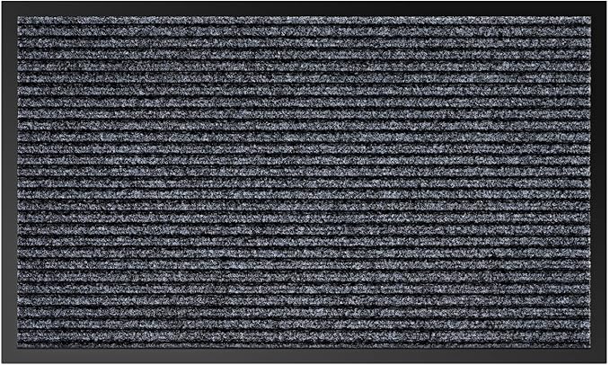 Non-Slip Waterproof Rubber Door Mat, 4' x 6' Commercial Floor Mat for High Traffic Areas, Easy Clean Low Profile Entry Rug, for Entrance, Indoor/Outdoor, Office, Patio, Garage