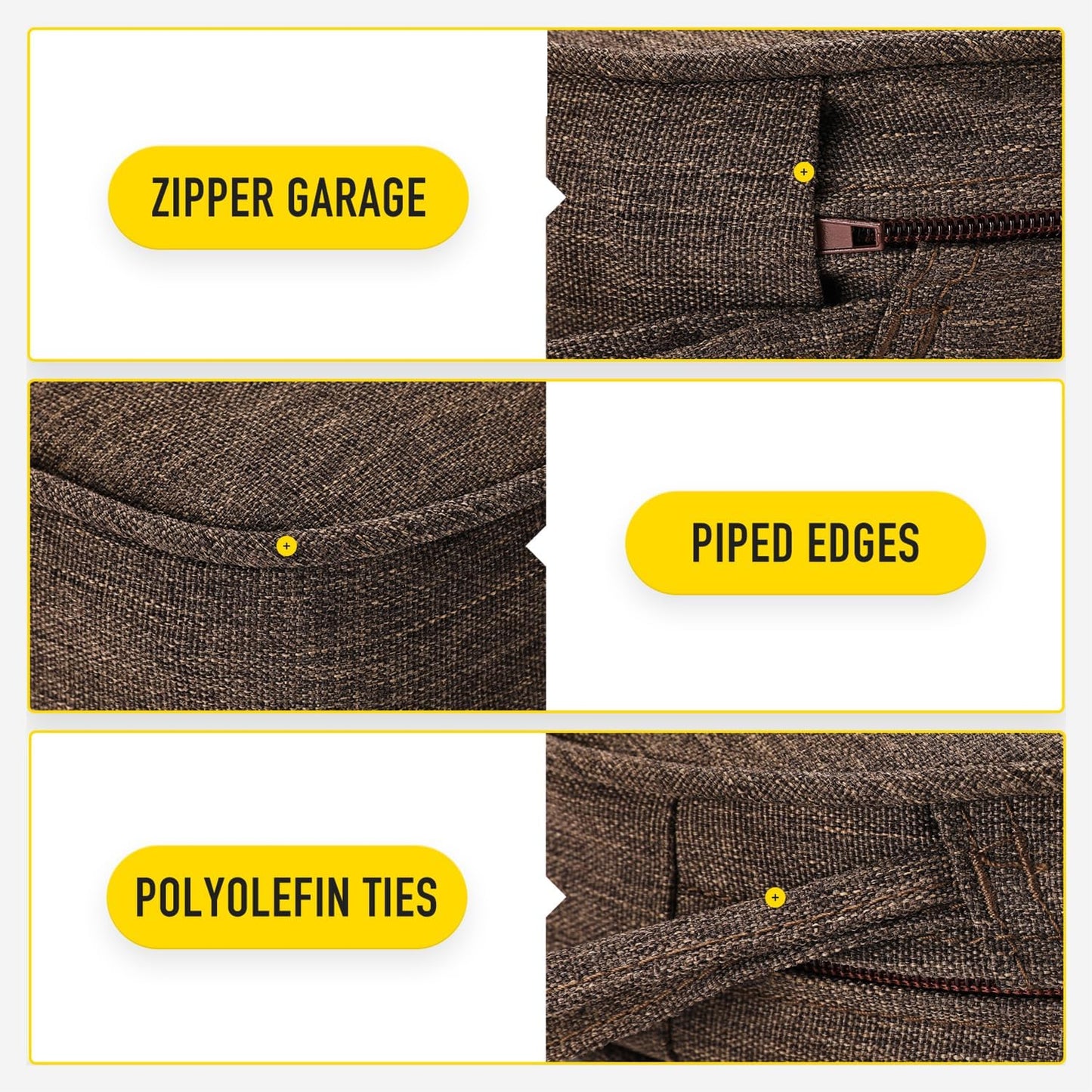 SUNROX Gel Memory Foam Chair Cushions, FadeShield Water-, Stain-Resistant Durable Reversible Seat Cushion Pads with Ties for Indoor/Outdoor Kitchen Dining Office, 19"x19", Set of 4, Heather Chestnut