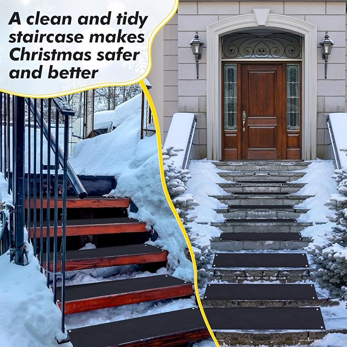 Timgle 3 Pcs Heated Snow Melting Mats, 10 x 30 Inch Non Slip Heated Rubber Mats for Walkways, Snow Ice Melting Pads Connection with 6 ft Power Cord for Winter Outdoor Stairs Doorway Walkway Sidewalks