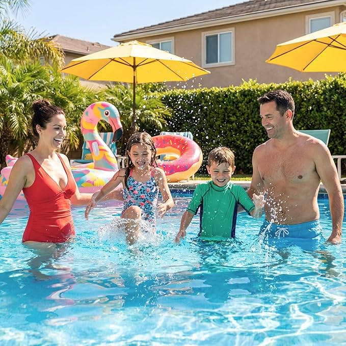 UIRWAY 4-in-1 Deluxe Swimming Pool Cleaning Kit - Includes Detachable Pool Brush, Heavy Duty Deep Leaf Skimmer Net, Fine Mesh Net, Extendable Aluminum Pole for Inground & Above Ground Pools Cleaning