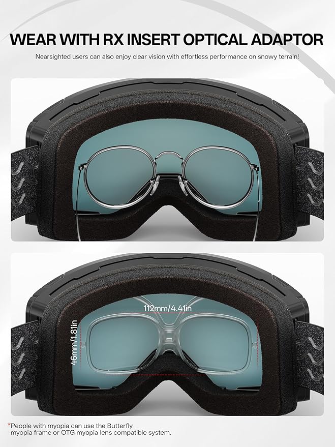 KAPVOE Ski Goggles Photochromic & Color Anti-fog UV400 Protection OTG Snowboard goggles Suitable for Men Women K722