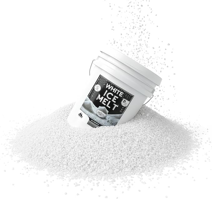 Peach Country White Ice Melt Pet Friendlier Eco-Friendly De-Icer, Fast-Acting Granules for Driveways, Walkways & Entryways, 8 lb Pail