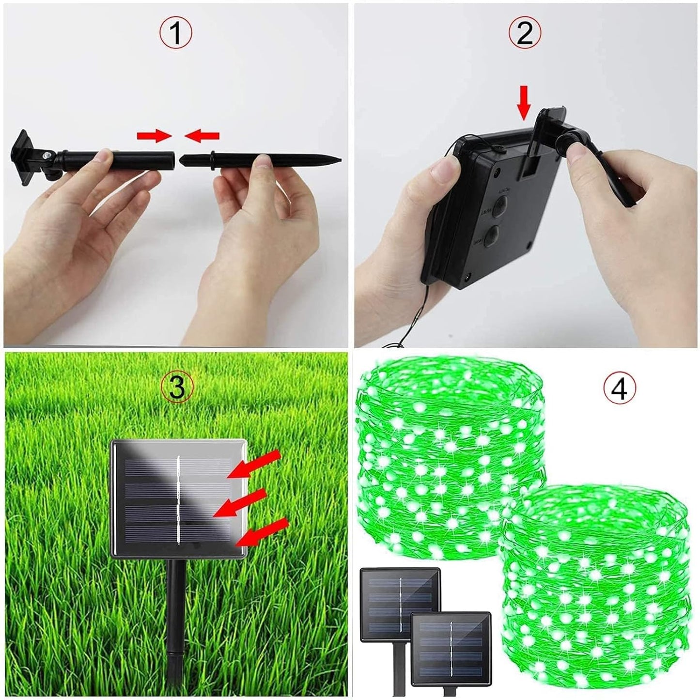 Solar String Lights Outdoor, 2 Pack 80FT 200 LED Solar Halloween Twinkle Lights Outside Waterproof Copper Wire 8 Modes Solar Fairy Lights for Garden Tree Party Birthday Halloween Decoration (Green)