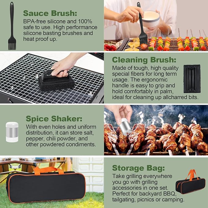 EWFEN 35PCS Griddle Accessories Kit, Flat Top Grill Accessories Set for Blackstone and Camp Chef, Grill Spatula Set with Enlarged Spatulas, Basting Cover, Scraper for Outdoor Barbecue