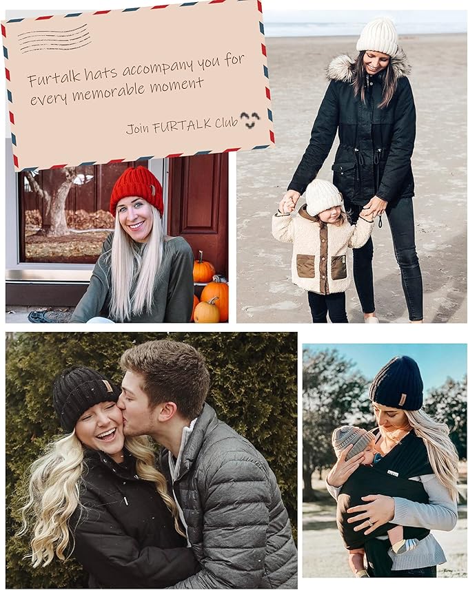 FURTALK Winter Hats for Women Fleece Lined Beanie Knit Chunky Womens Snow Cap