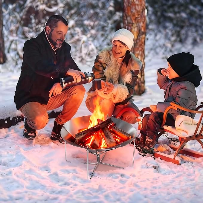 REDCAMP Portable Collapsible Fire Pit - 20 inch Foldable Wood Burning Fire Pit with Storage Bag for Outside Backyard Patio Outdoor Camping Backpacking Beach