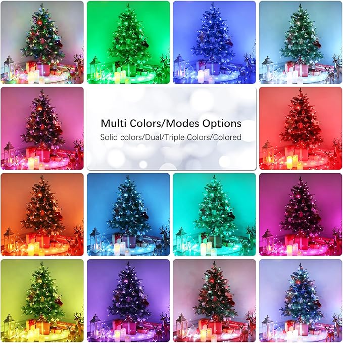BrizLabs Valentine Fairy String Lights - 2 Pack 66ft 200 LED Color Changing Christmas Fairy Lights with Remote, Plug-in RGB Christmas Twinkle Light Rainbow Firefly Starry Light for Xmas Tree Halloween