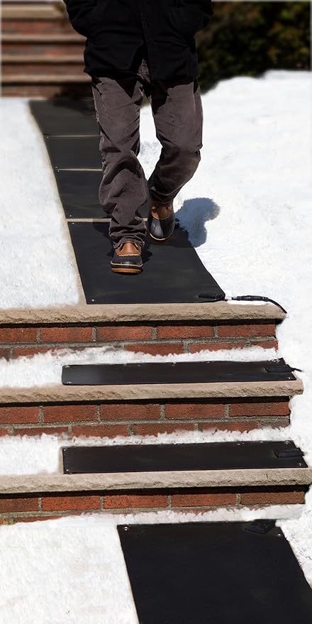 HeatTrak Heated Snow Melting Mats for Stairs - Heated Outdoor Mats - Electric Snow Melting Mats for Winter Snow Removal - Trusted Snow and Ice Melting Mats and No-Slip Stair Heating Mats (10" x 30")