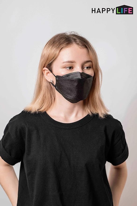 Good Day Black Disposable KF94 Face Mask, 4-Layer Filters, Made in Korea, Nose Mouth Covering Dust Mask (individual Packed)