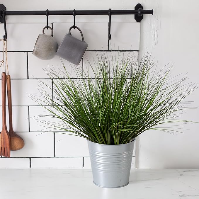 16PCS 17.3" Fake Plants Artificial Wheat Grass Greenery Plastic Plants Fake Grass Artificial Plants for Outdoor Decor Artificial Grass Plant with Greenery Stems for Indoor Home Decoration