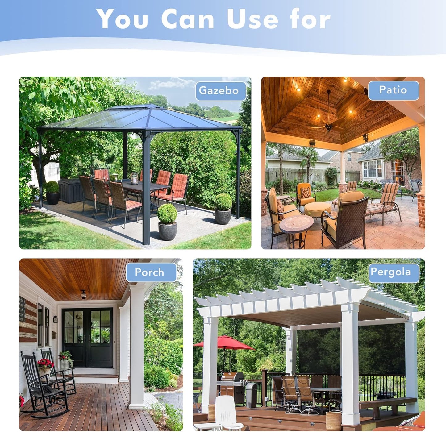 HolidayIdeas Beige Outdoor Sheer Curtains for Patio Waterproof, 4 Panels - 100 x 108 Inch - Extra Wide Voile Outside Curtains Light Filtering Grommet Drapes for Front Porch, Gazebo, Pergola, Backyard