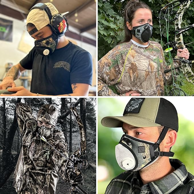 RZ Mask RZM3 - Patented Dust Mask w/ 99.8% Carbon Filtration, Anti Fogging, 360° Seal with 3 Straps, 50% Better Breathability