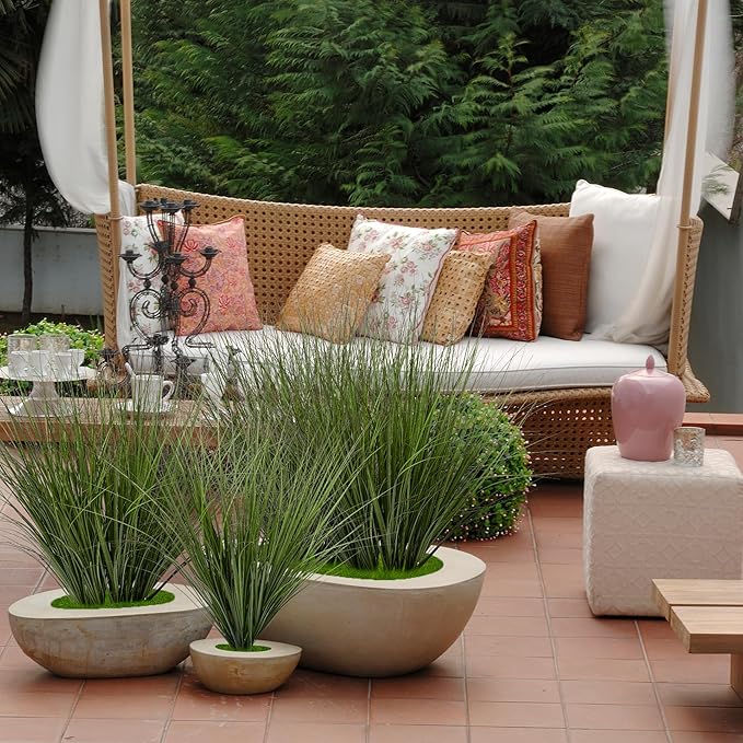 6PCS Fake Plants Artificial Wheat Grass Greenery Plastic Plants Fake Grass Artificial Plants for Outdoor Decor Artificial Grass Plant with Greenery Stems for Indoor Home Decoration 26.4"