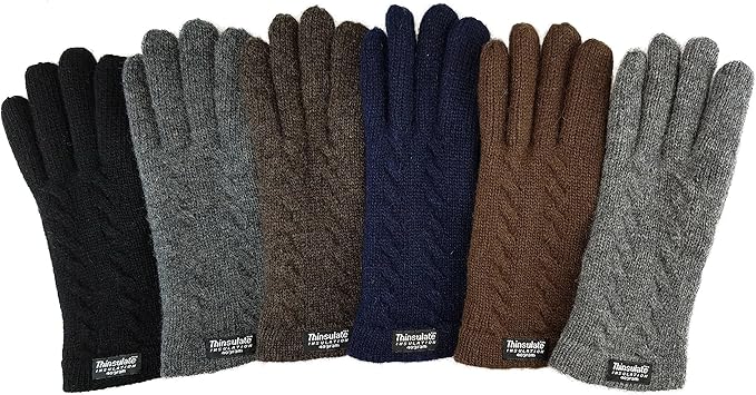BRUCERIVER Ladie's Pure Wool Knit Gloves with Thinsulate Lining and Cable design