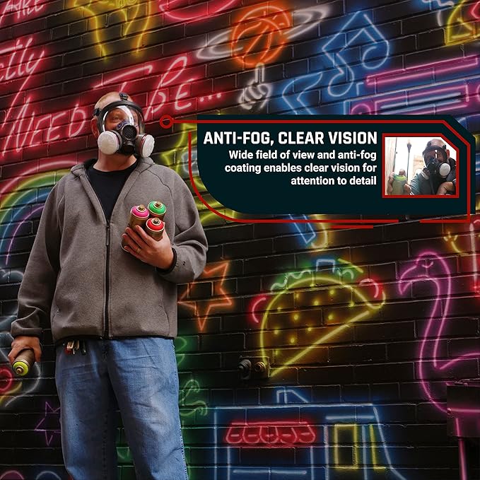 Parcil Distribution Full Face Respirator Mask - Air Purifying, Organic Vapor & Particulate - Industrial Use - CE Tested