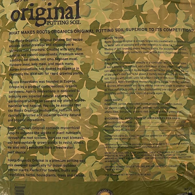 Roots Organics ROD75 Hydroponic Gardening Original Coco Fiber Based Potting Soil 0.75 Cubic Feet