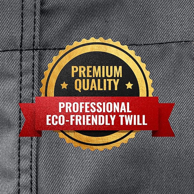 Under NY Sky Pottery Gray Apron - Full Cover Cross-Back, Professional Twill, Leather Reinforcement, Overlapping Split-Leg - Adjustable for Men, Women - Pottery Artist, Ceramics