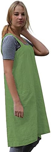 WROLEM Women's Practical Cross Back Pinafore Apron with Large Pockets Home Kitchen,Restaurant,Coffee House,Cooking,Gardening