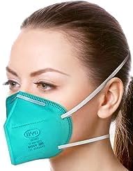 BYD Green Particulate Respirator Model DE2322 (Approval Number TC-84A-9315) 100 Pack (5-Box) w. Individually Wrapped,Breathable Disposable Foldable Safety Mask w. Head Strap & Nose Wire for Tight Fit