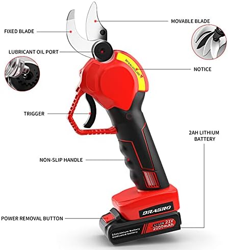 Upgraded Electric Pruning Shears Professional Cordless Electric Pruning Battery Powered, Tree Branch Pruner with 2 PCS Rechargeable 2 Ah Lithium Battery - 30mm (1.2inch) Cutting Diameter