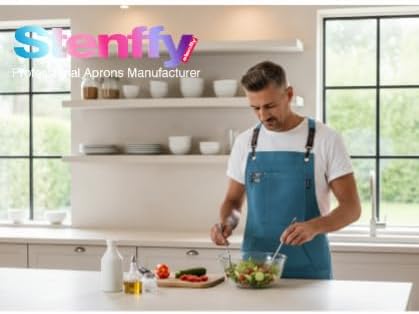 5 Pack Kitchen Apron, Work Apron, Canvas, Multiple Pockets, Gardening, Painting, BBQ, Artist, Carpenter, Sizes M to XXL, Blue