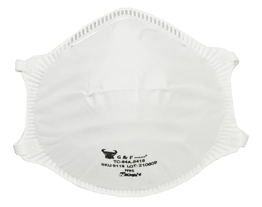 G & F Products 9119 N95 Particulate Respirator Dust Mask Two-Strap Cup Style Design, Lightweight with Cushioning Nose Foam, NIOSH Approved 20 Masks