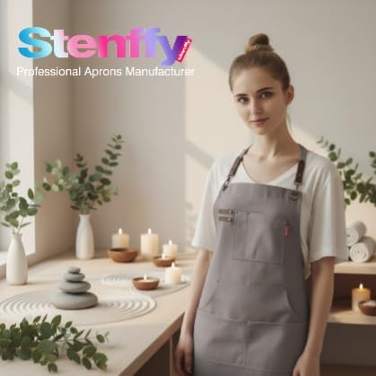 Kitchen Apron, Work Apron, Canvas, Multiple Pockets, Gardening, Painting, BBQ, Artist, Carpenter, Sizes M to XXL, Grey