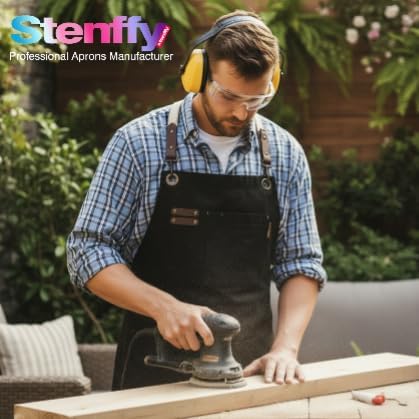 Kitchen Apron, Work Apron, Canvas, Multiple Pockets, Gardening, Painting, BBQ, Artist, Carpenter, Sizes M to XXL, Black