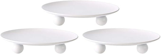 Scwhousi White Iron Plate Candle Holder,Decorative Iron Pillar Candle Holder, Set of 3,Candle Stand for Wax Candles