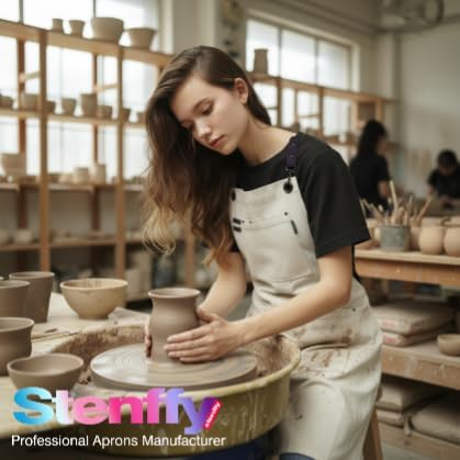 10 Pack Kitchen Aprons, Work Apron, Canvas, Multiple Pockets, Gardening, Painting, BBQ, Artist, Carpenter, Sizes M to XXL, White