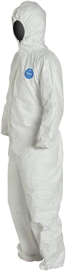 DuPont Tyvek 400 TY127S Disposable Protective Coverall with Respirator-Fit Hood and Elastic Cuff, White