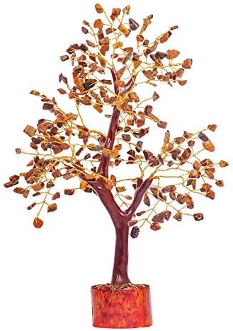 FASHIONZAADI Tiger Eye Crystal Tree, Reiki Gifts - Gemstone Tree - Spiritual Crystal Chakra Decor - Gifts for Women