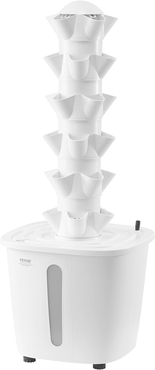 VEVOR Hydroponic Growing System, 30 Pods Vertical 6 Tiers Hydroponic Tower, Home Hydronic Garden with Water Pump & Timer, Water Circulation Plants Germination Kit for Indoor Herbs Fruits & Vegetables