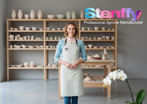 10 Pack Kitchen Aprons, Work Apron, Canvas, Multiple Pockets, Gardening, Painting, BBQ, Artist, Carpenter, Sizes M to XXL, White