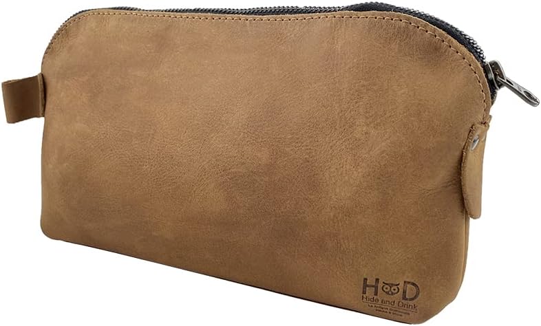 Hide & Drink, Large Rustic All Purpose Utility Bag for Cords & Chargers, Travel Bag, Multi-Purpose Bag, Full Grain Leather