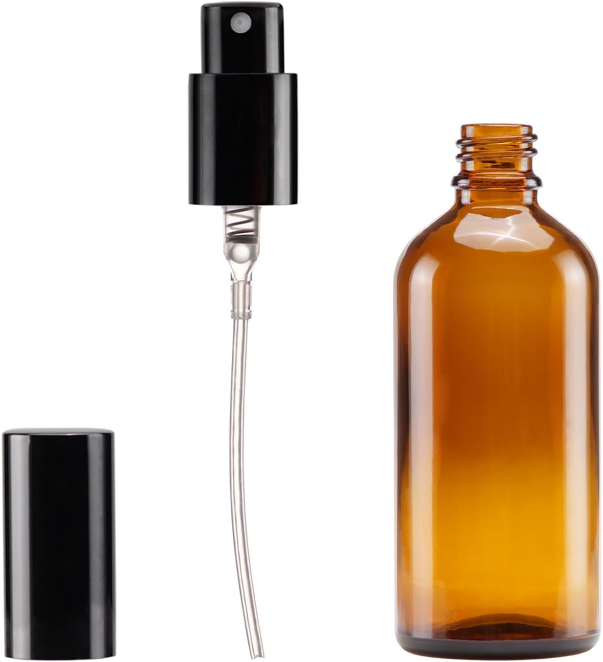 YIZHAO Amber Glass Spray Bottles 4oz, with Small Fine Mist Spray, Metal Cap, Refillable for Essential Oil,Travel,Cleaning,Perfume,Aromatherapy,Makeup – 4 Pcs