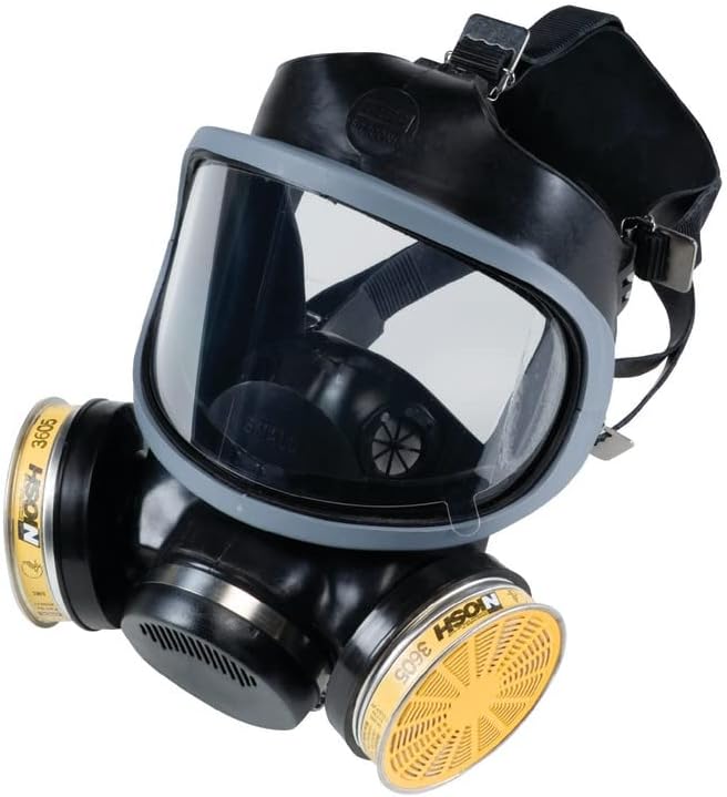 MSA 471286 Comfo Ultra-Twin Series Full-Facepiece Respirator - Size: Medium, Harness Style: Hycar, Twin-Port, Reusable Gas Mask, Comfo Cartridge Compatible
