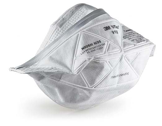 3M N95 Disposable Respirator, VFlex Particulate Respirator 9105, Pack of 50, Standard Size, NIOSH Approved, For Sweeping, Sanding, Grinding, Sawing, Bagging, Dust