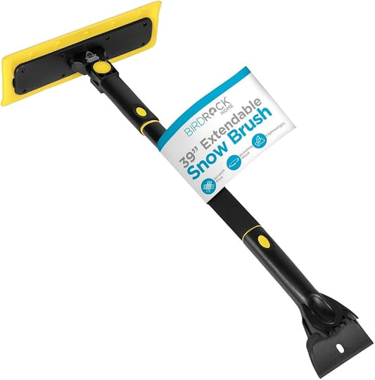BIRDROCK HOME 39" Extendable Car Snow Brush with Detachable Wide Ice Scraper | 14" Foam Head for Windshield & Paint Safety | Lightweight Body, Ergonomic Grip | Ideal for Cars SUV & Small Trucks Yellow